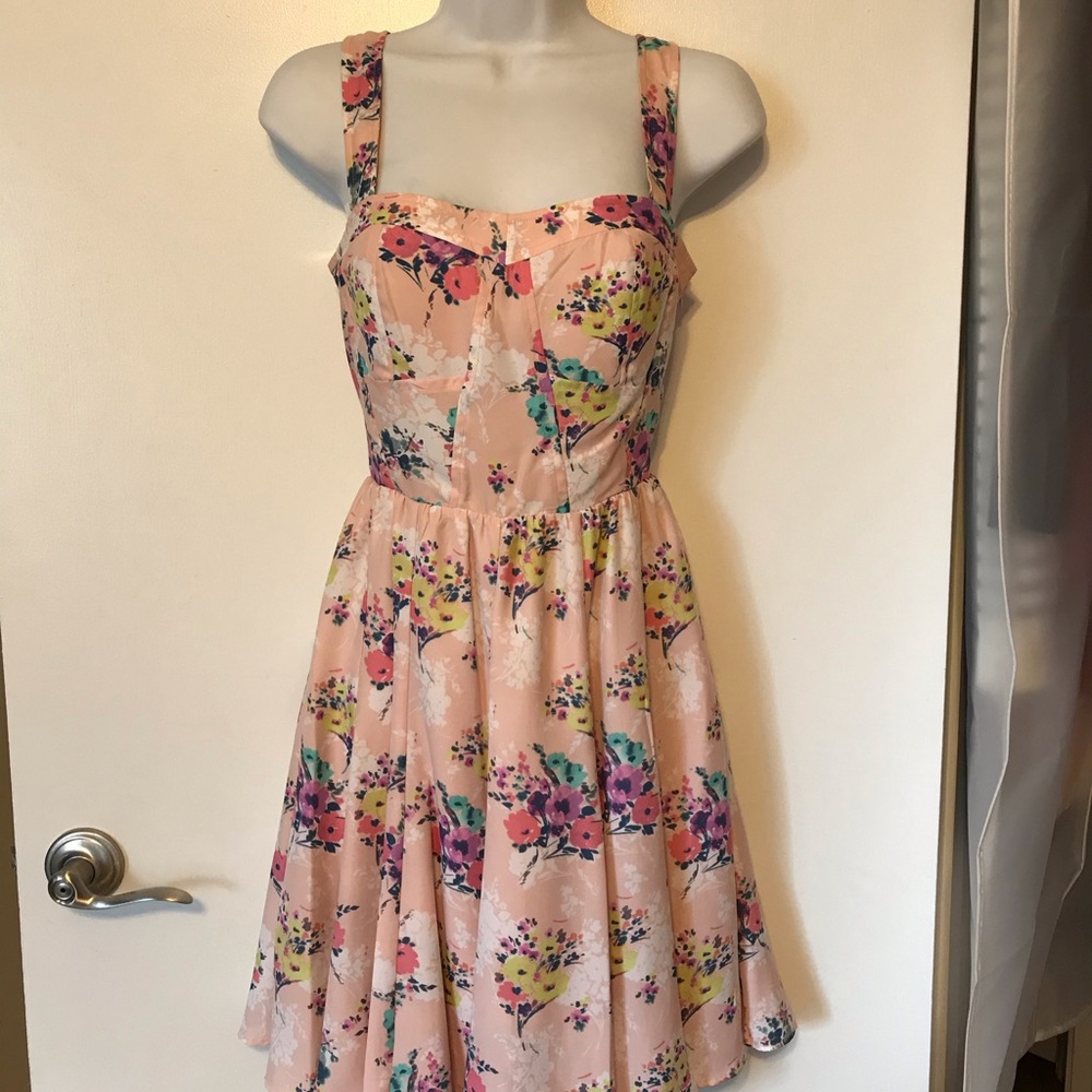 pink polyester floral dress